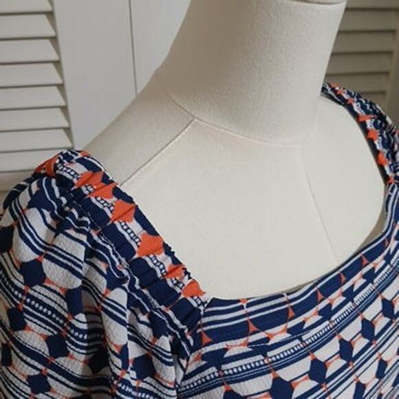 SIGNATURE by ROBBIE BEE 12 square-neck flutter-sleeve sheath geometric-print - Picture 4 of 16